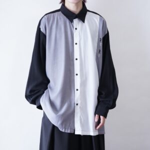 oversized monotone switching embroidery drape shirt