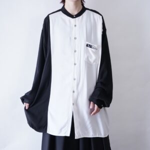 monster oversized black × white drape rayon shirt