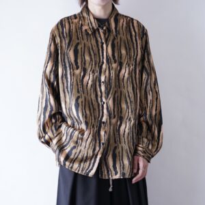 oversized glossy satin zebra animal pattern shirt