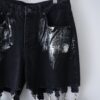 "銀箔ANARCHY" metallic silver foil detachable black denim pants