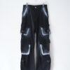 "ANARCHY" white spray "BORO" custom tech pants