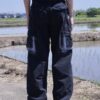 "ANARCHY" white spray crush BORO cargo pants