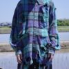 "BORO" green check hard crush BORO shirt