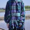 "BORO" green check hard crush BORO shirt