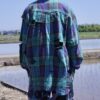 "BORO" green check hard crush BORO shirt