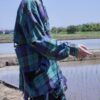 "BORO" green check hard crush BORO shirt