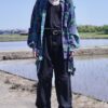 "BORO" green check hard crush BORO shirt