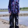 "BORO" purple check hard crush BORO shirt