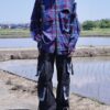"BORO" purple check hard crush BORO shirt