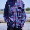 "BORO" purple check hard crush BORO shirt