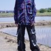 "BORO" purple check hard crush BORO shirt