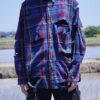 "BORO" purple check hard crush BORO shirt
