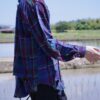 "BORO" purple check hard crush BORO shirt