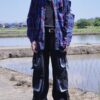 "BORO" purple check hard crush BORO shirt