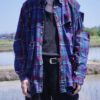 "BORO" purple check hard crush BORO shirt