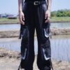 "ANARCHY" white spray "BORO" custom tech pants