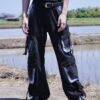 "ANARCHY" white spray "BORO" custom tech pants
