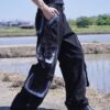 "ANARCHY" white spray "BORO" custom tech pants