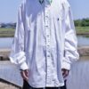 "PAINT" RalphLauren green × yellow green × navy paint shirt