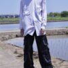 "PAINT" blue × silver paint terotero shirt