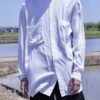 "PAINT" blue × silver paint terotero shirt