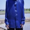 "PAINT" glossy blue body navy × violet paint shirt
