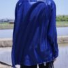 "PAINT" glossy blue body navy × violet paint shirt