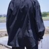 "LACE-UP" black × silver black lace-up shirt