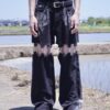 "銀箔ANARCHY" metallic silver foil detachable black denim pants
