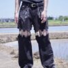 "銀箔ANARCHY" metallic silver foil detachable black denim pants