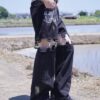 "銀箔ANARCHY" metallic silver foil detachable black denim pants