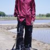 "LACE-UP" burgundy × black fake leather lace-up shirt