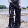 "ANARCHY" crush BORO long rope design techno pants