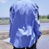 "LACE-UP" RalphLauren sax blue × black frill lace-up shirt