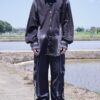 "ANARCHY × ラインストーン" cross motif BORO custom shirt