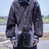 "ANARCHY × ラインストーン" cross motif BORO custom shirt