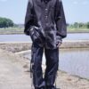 "ANARCHY × ラインストーン" cross motif BORO custom shirt