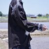 "ANARCHY × ラインストーン" cross motif BORO custom shirt