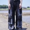 "ANARCHY" white spray "BORO" custom multi pocket tech pants