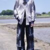 "CHINA × SPORTS" gray × navy China track jacket