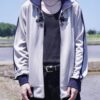 "CHINA × SPORTS" gray × navy China track jacket
