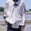 "CHINA × SPORTS" brown × white bi-color China track jacket