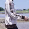 "CHINA × SPORTS" brown × white bi-color China track jacket