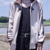 "CHINA × SPORTS" brown × white bi-color China track jacket