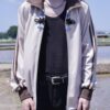 "CHINA × SPORTS" beige × blue China track jacket