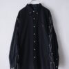 "LACE-UP" black × silver black lace-up shirt