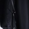 "LACE-UP" black × black fake leather lace-up shirt