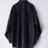 "LACE-UP" black × black fake leather lace-up shirt
