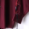 "LACE-UP" burgundy × black fake leather lace-up shirt
