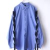 "LACE-UP" RalphLauren sax blue × black frill lace-up shirt